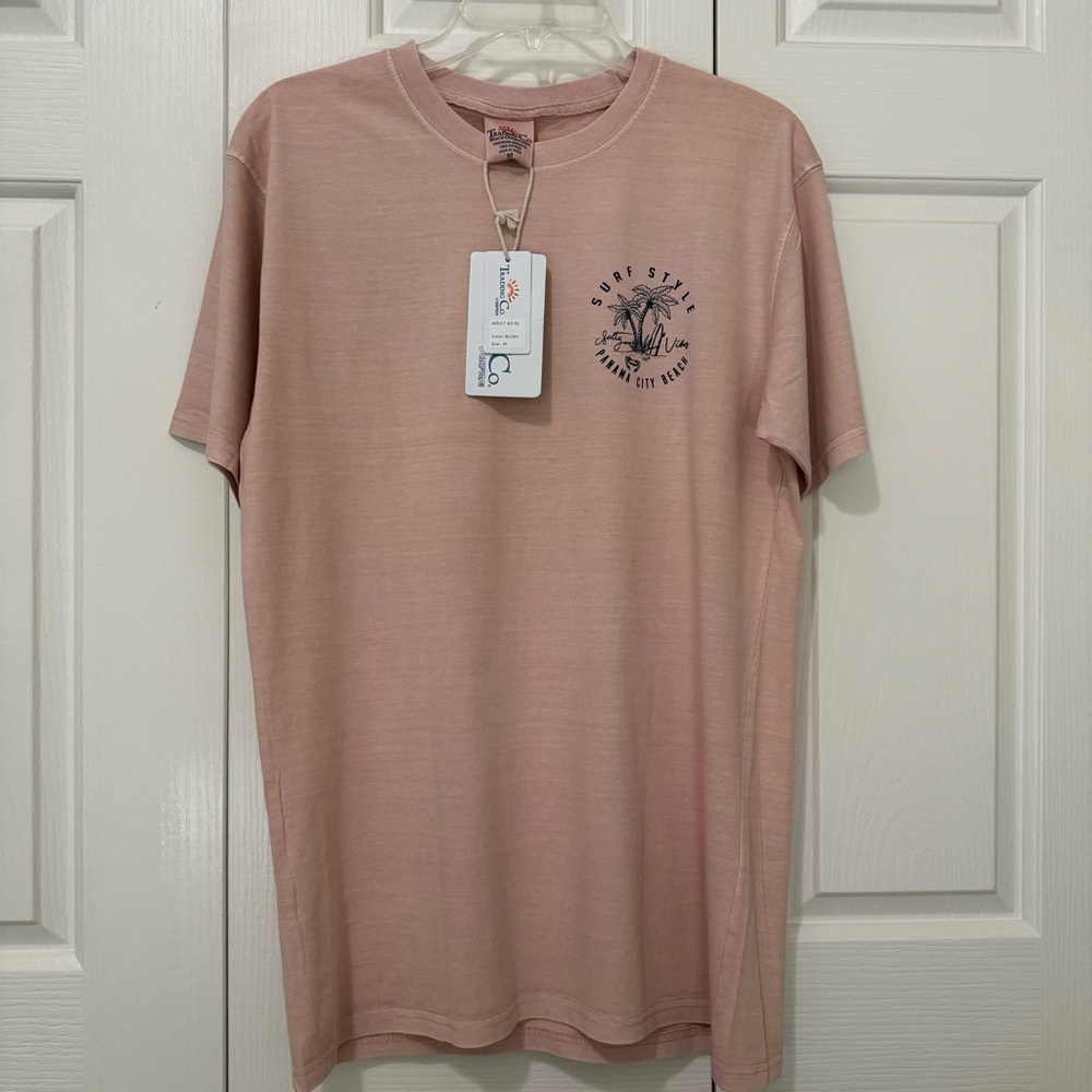 Surf Style Panama City Beach Salty Vibes Blush Graphic T-Shirt Unisex Medium NWT